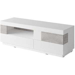 HELVETIA Tv stolek SOLO 41 bílá / bílý lesk / beton 160x54x50 bílá / bílý lesk / beton obraz