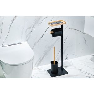 HOPA WC štětka + držák papíru, kov (černá barva), bambus KD02071794 obraz
