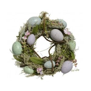 Velikonoční dekorace Věnec s vajíčky a větvičkami, 23 cm obraz