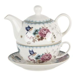 Tea for one s motivem květin a ptáčka Pivoine - 0, 46L PIRTEFO obraz