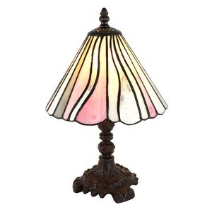 Béžovo-růžová stolní lampa Tiffany Tasia - Ø 20*34 cm E14/max 1*25W 5LL-6193 obraz