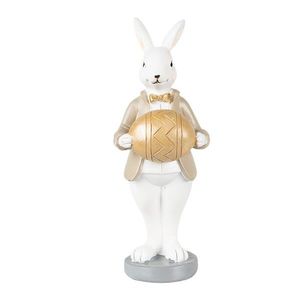 Velikonoční dekorace králík v hnědém kabátku držící vajíčko - 6*6*15 cm 6PR3867 obraz