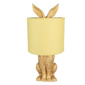 Zlatá stolní lampa králík se žlutým stínidlem Rabbi – Ø20*43 cm E27/max 1*60W 6LMC0013GOY obraz