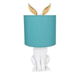 Bílá stolní lampa králík s tyrkysovým stínidlem Rabbi - Ø 20*43 cm E27/max 1*60W 6LMC0013WGR obraz