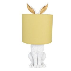 Bílá stolní lampa králík se žlutým stínidlem Rabbi - Ø 20*43 cm E27/max 1*60W 6LMC0013WY obraz