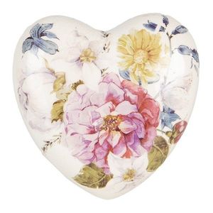 Keramické dekorační srdce s květy Lovely Flowers L - 11*11*4 cm 6CE1561L obraz