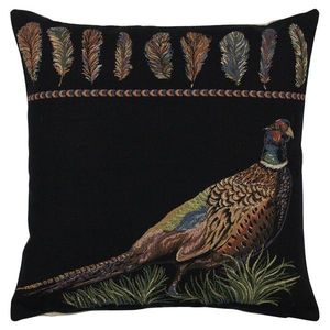 Černý gobelínový polštář bažant Pheasant - 45*43*16cm EVKSFZS obraz