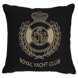 Béžovo-černý gobelínový polštář Royal Yacht Club - 45*45*16cm EVKSDPARYC obraz