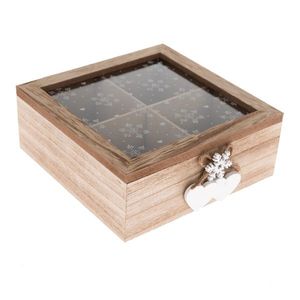 Dřevěný box se 4 přihrádkami Snowflake, 18 x 18 x 7 cm obraz