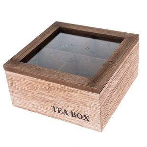 Dřevěný box na čajové sáčky TEA, 16 x 16 x 8 cm obraz
