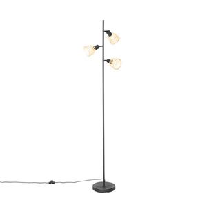 Orientální stojací lampa černá s bambusovými 3 světly - Rayan obraz