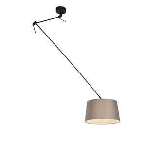 Závěsná lampa s plátěným stínidlem taupe 35 cm - Blitz I černá obraz