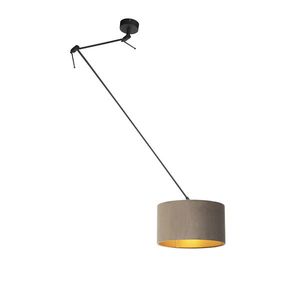 Závěsná lampa s velurovým odstínem taupe se zlatem 35 cm - Blitz I černá obraz