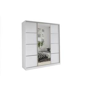 Šatní skříň LITOLARIS 150 se zrcadlem, 4 šuplíky a 2 šatními tyčemi, bílý mat obraz