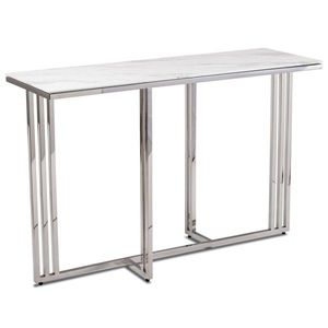 DekorStyle Konzolový stolek AMAGAT 120 cm stříbrný/bílý mramor obraz