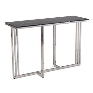 DekorStyle Konzolový stolek AMAGAT 120 cm stříbrný/černý mramor obraz