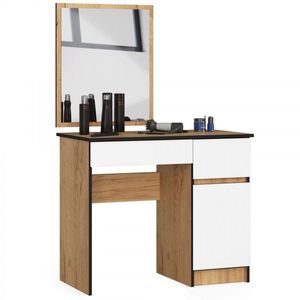 Ak furniture Kosmetický stolek se zrcadlem P-2/SL dub craft / bílý pravý obraz