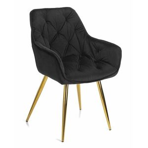 DekorStyle Prošívaná židle HANE černá/zlatá obraz