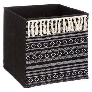 DekorStyle Úložný textilní box Tassel 31 cm černý/bílý obraz
