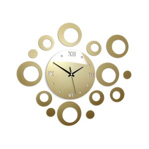 Moderní nástěnné hodiny RINGS GOLD (nalepovací hodiny na stěnu) obraz