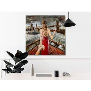 Kovový obraz na zeď Romantika na lodi 80x80 cm, vintage obraz