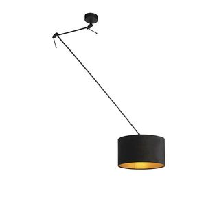 Závěsná lampa s velurovým odstínem černá se zlatem 35 cm - Blitz I černá obraz