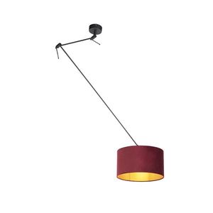 Závěsná lampa s velurovým odstínem červená se zlatem 35 cm - Blitz I černá obraz