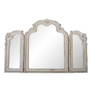 Tříkřídlé bílo hnědé dřevěné zrcadlo Fae s patinou - 66*3*84 cm 52S240 obraz