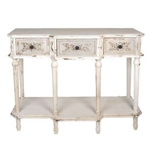 Bílý dřevěno kovový stolek Nonna - 120*40*90 cm 5H0481 obraz