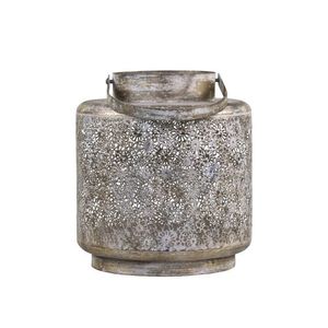 Bronzová antik kovová lucerna s kvítky Vire Flowien - Ø22*25cm 25060113 (25601-13) obraz