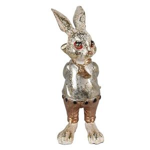 Dekorace socha králíček s bonbónkem a zlatou patinou - 6*7*14 cm 6PR3881 obraz