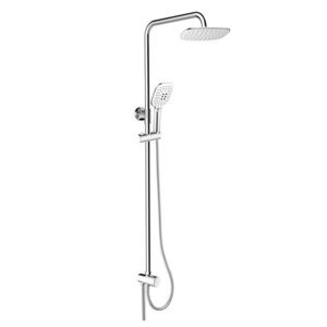 MEREO Sprchový set s tyčí, hadicí, ruční a talíř. hranatou sprchou, bílá CB95001SW2 obraz