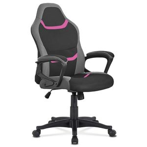 Kancelářská židle CLOUDVEIL, černá/šedá/růžová látka obraz
