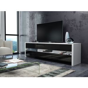 Televizní stolek DUSTLIK, bílá/černý lesk, 5 let záruka obraz