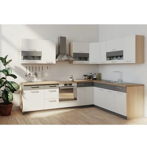 Rohová kuchyně RUTHIN 285x210, bílý lesk/grafit mat obraz