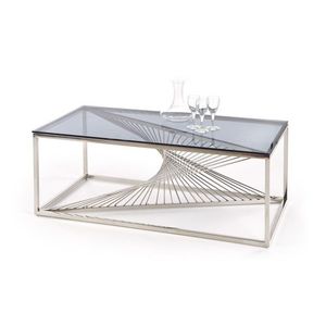 Konferenční stolek STROUD A, kouřové sklo/stříbrná obraz