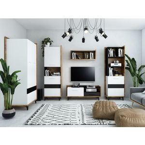 Obývací pokoj KNUT 2, dub burgundský/bílá/černá, 5 let záruka obraz