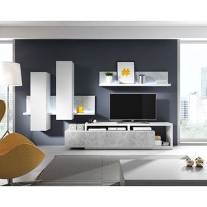 KAGOSHI obývací stěna, bílá/beton colorado obraz