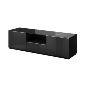 DEJEON televizní stolek 2D1V, černá/černé sklo obraz