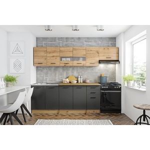 Kuchyně GAVIN, 200/260 cm, dub artisan/tmavě šedá obraz
