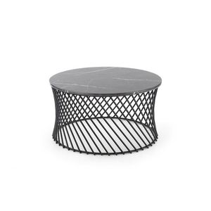 Konferenční stolek URVIK, šedý mramor/černá obraz
