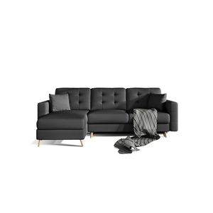 Univerzální rohová sedačka DOLBY 03 L, černá ekokůže obraz