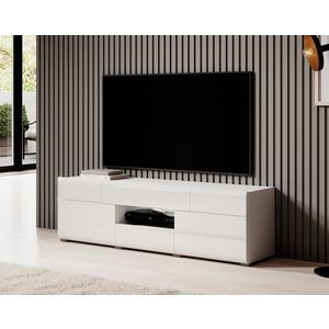 HAMAL TV stolek, bílá/bílý lesk obraz