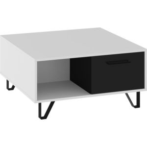 Konferenční stolek PRUDHOE 2D, bílá/černý lesk, 5 let záruka obraz
