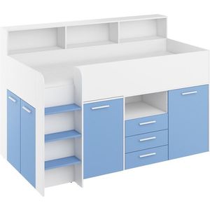 Multifunkční patrová postel DAGOBERT, levá, bílá/sv. modrá, 5 let záruka obraz