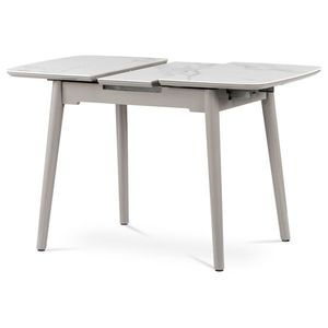 Jídelní stůl MEDININ typ 2, bílý mramor/šedý vysoký lesk obraz