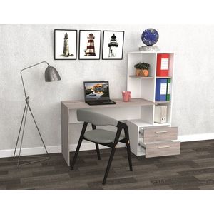 Pracovní stůl MARTIRE, pravý, bílá/dub šedý obraz