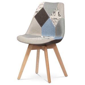 Jídelní židle AGOSTINO, modrý patchwork/buk obraz