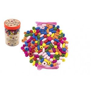 TEDDIES Korálky barevné s gumičkami cca 90 ks v plastové dóze obraz