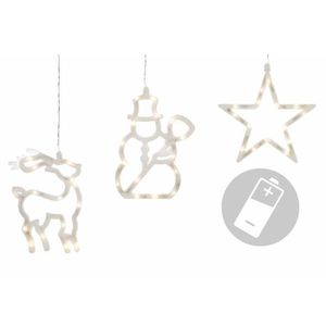 Nexos 32549 Vánoční dekorace na okno - hvězda, sněhulák, sob - LED FROST obraz